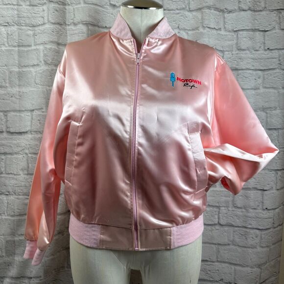 Vintage Motown Cafe Las Vegas XL Pink Satin Bomber Jacket Desert Inn - Picture 3 of 10